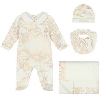 Ivory & Beige Geo Map Babygrow Gift Set
