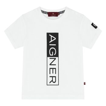 Younger Boys White Logo T-Shirt