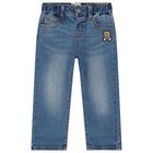 Younger Boys Blue Teddy Bear Logo Jeans, 1, hi-res
