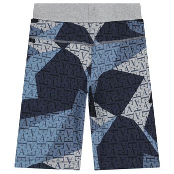 Boys Grey & Blue Logo Shorts