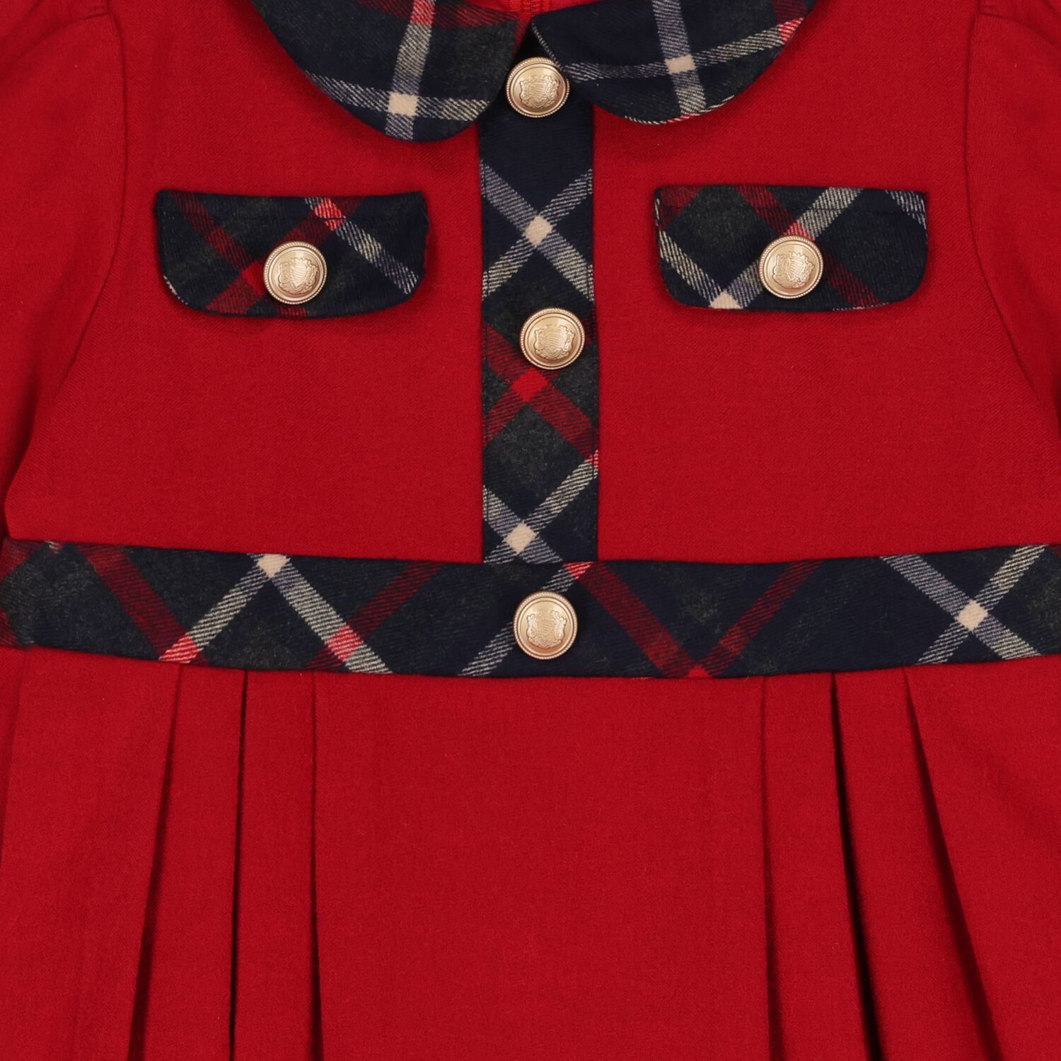 Girls Red & Blue Tartan Twill Dress, 1, hi-res
