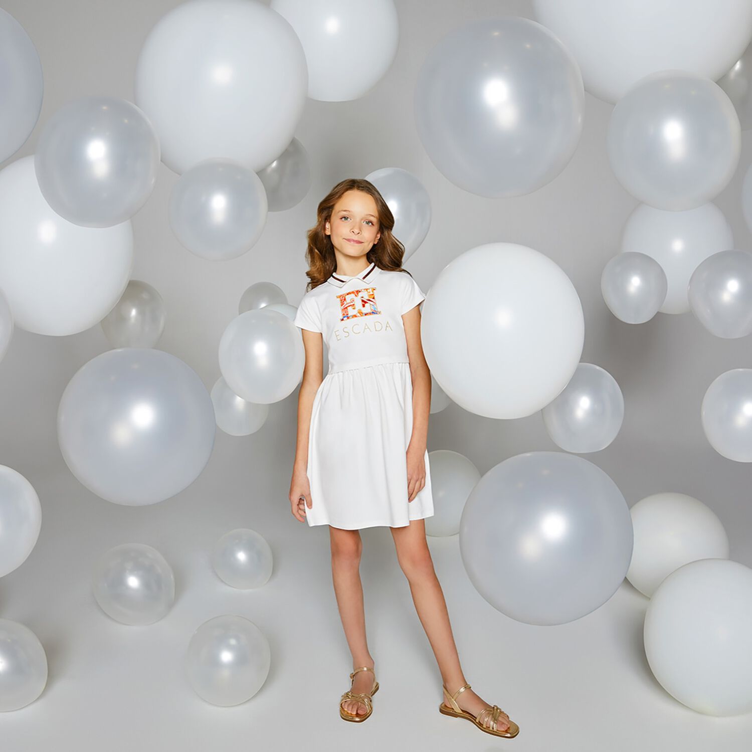 Girls Ivory Logo Dress, 1, hi-res image number null