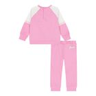 Baby Girls Pink & White Tracksuit, 1, hi-res