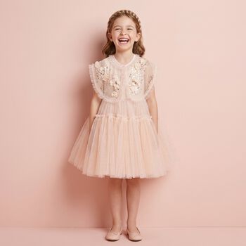 Girls Pink Rhinestone Tulle Dress