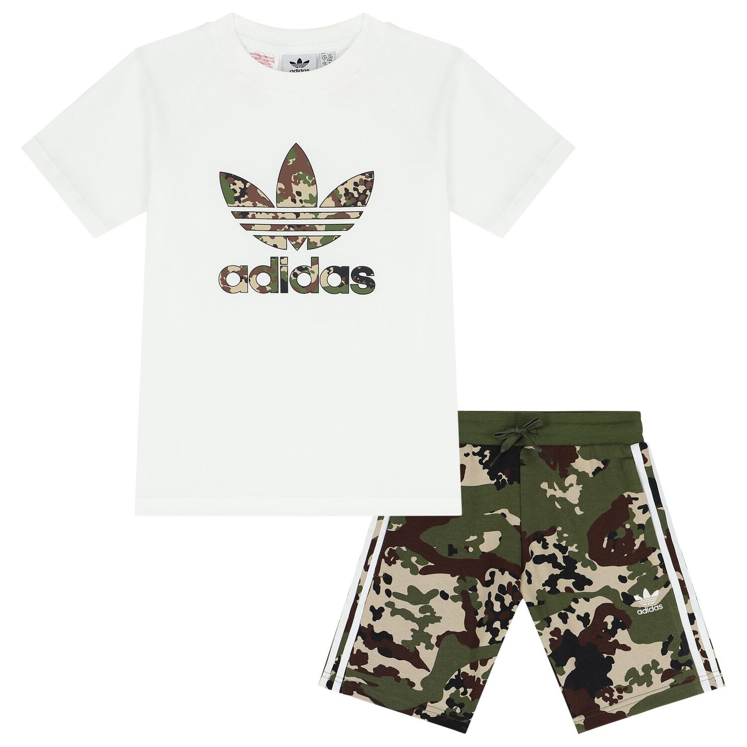 طقم شورت بشعار تريفويل باللون الأبيض والأخضر, 1, hi-res image number null