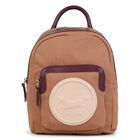 Girls Beige Canvas Horse Logo Backpack ( 26cm ), 1, hi-res