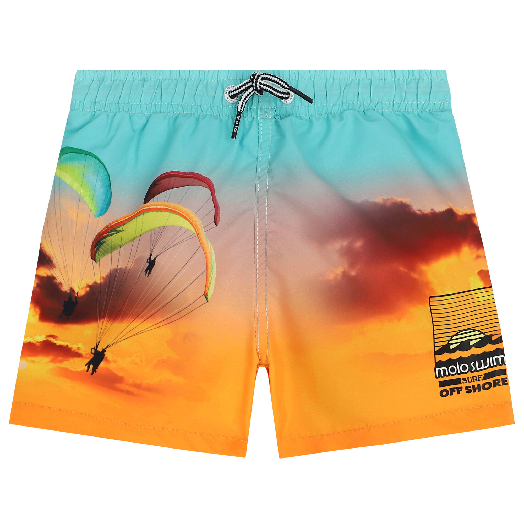 MOLO Boys Blue Orange Parachute Swim Shorts Junior Couture USA