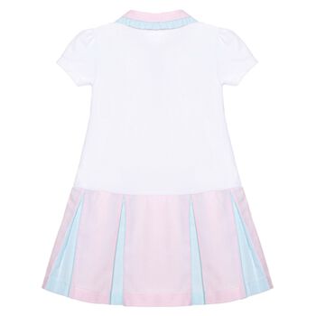 Younger Girls White & Pink Polo Dress