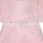 Girls Pink Floral Applique Tulle Dress, 1, hi-res