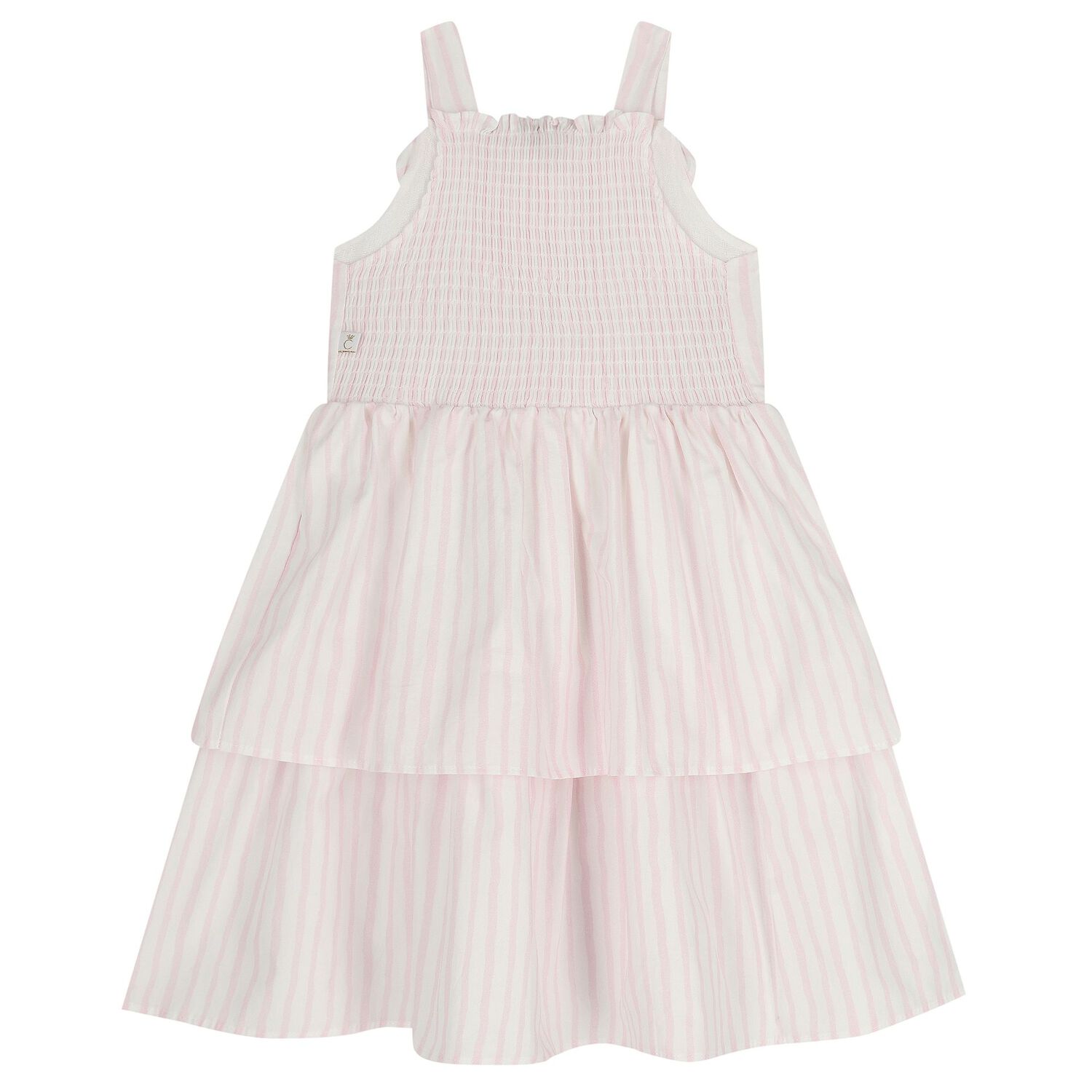 Girls Pink & White Stripe Dress Set, 1, hi-res