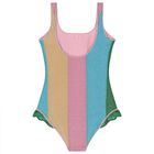 Girls Rainbow Stripe Lumiere Swimsuit, 1, hi-res