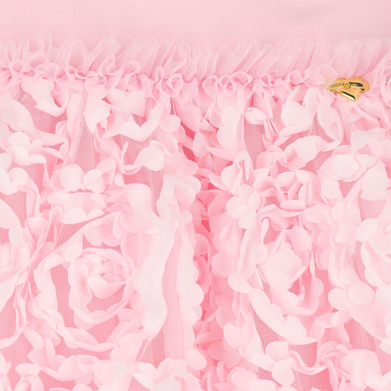 Girls Pink Tulle & 3D Flower Dress, 2, hi-res