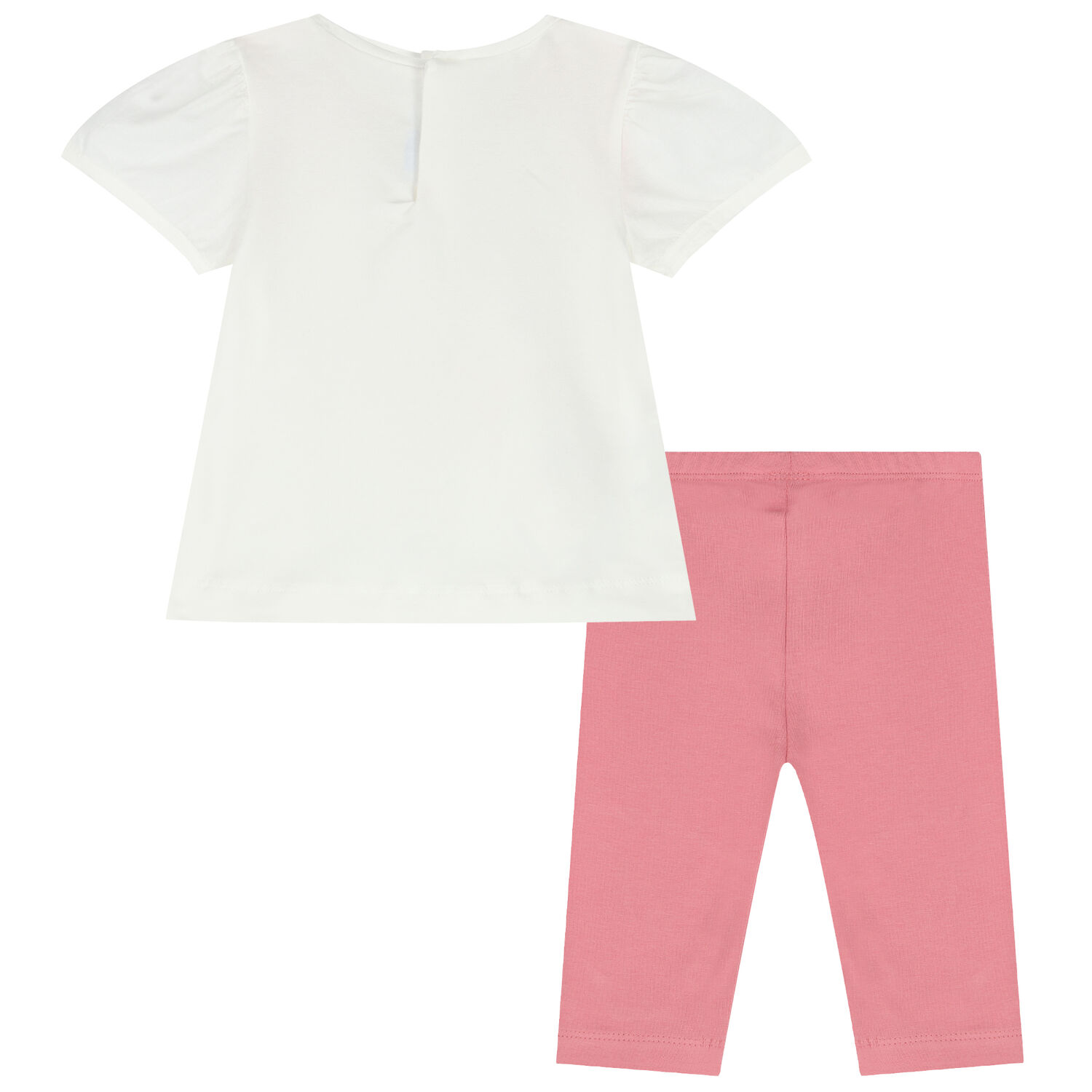 Younger Girls White & Pink Leggings Set, 2, hi-res