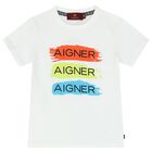 Younger Boys White Logo T-Shirt, 1, hi-res