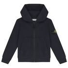 Boys Blue Logo Hooded Zip Up Top, 1, hi-res