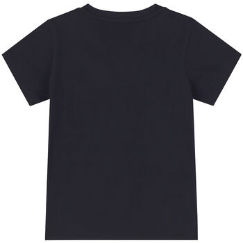 Younger Boys Navy Blue Logo T-Shirt