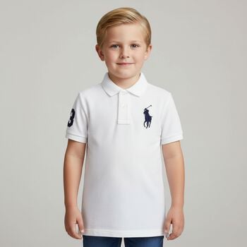 Boys White Logo Polo Shirt 