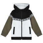 Boys Black White & Khaki Zip-Up Top, 1, hi-res