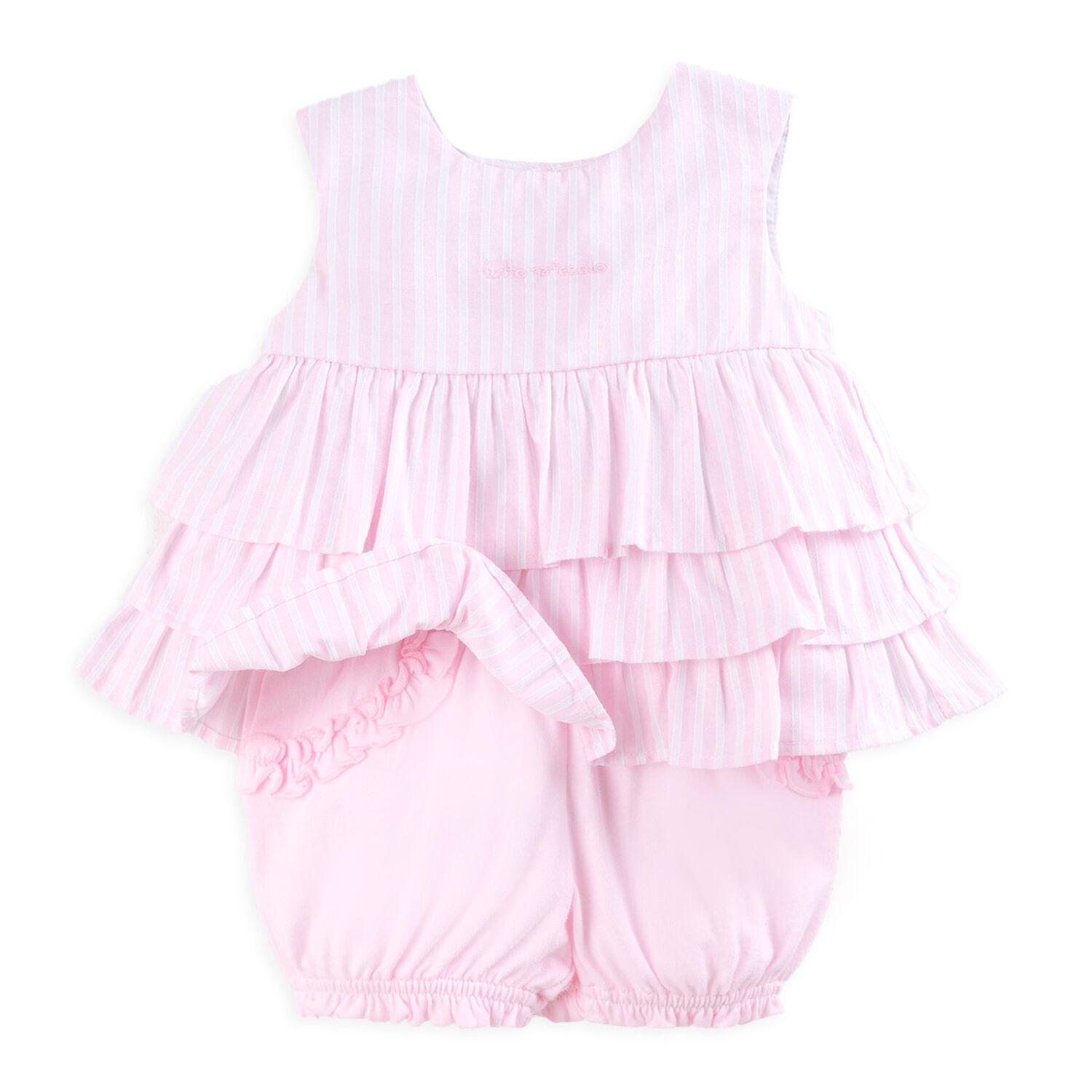 Girls Pink Striped Short Set, 1, hi-res image number null