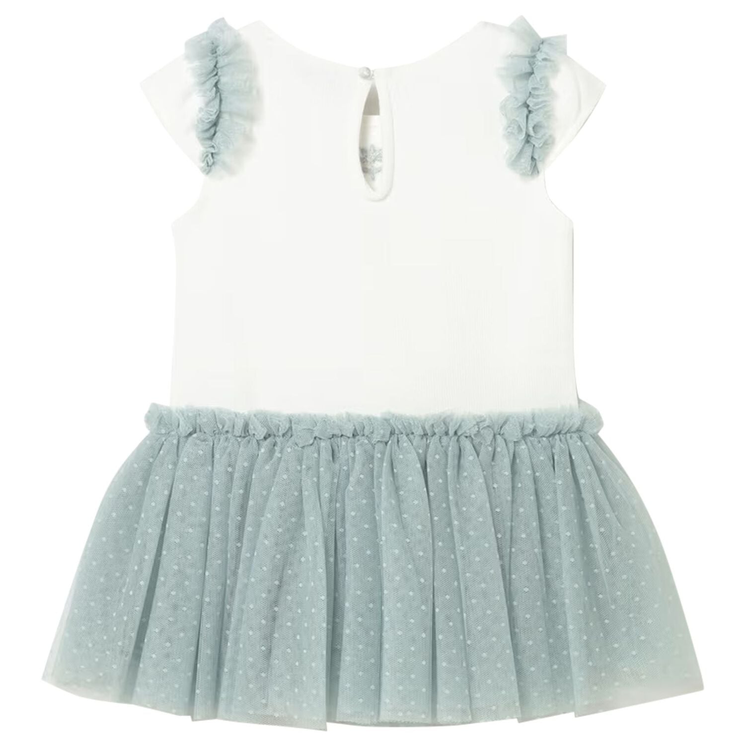 Younger Girls Ivory & Green Dress, 1, hi-res