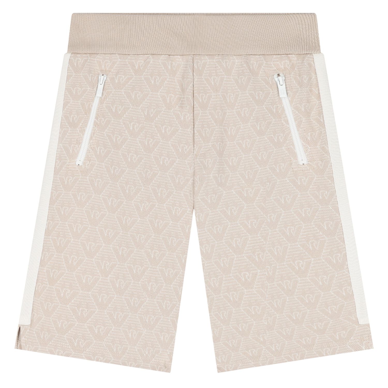 Boys Beige Logo Shorts, 1, hi-res