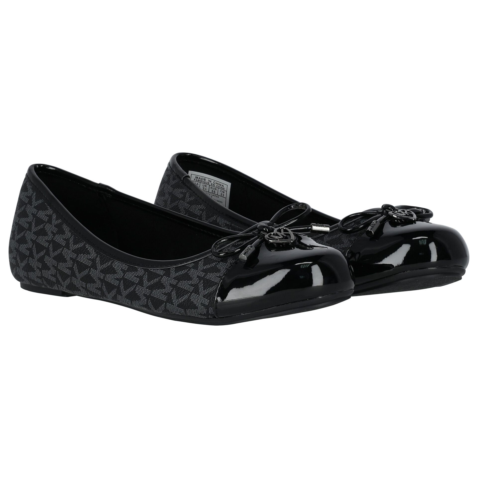 MICHAEL KORS Girls Black Logo Ballerina Shoes Junior Couture