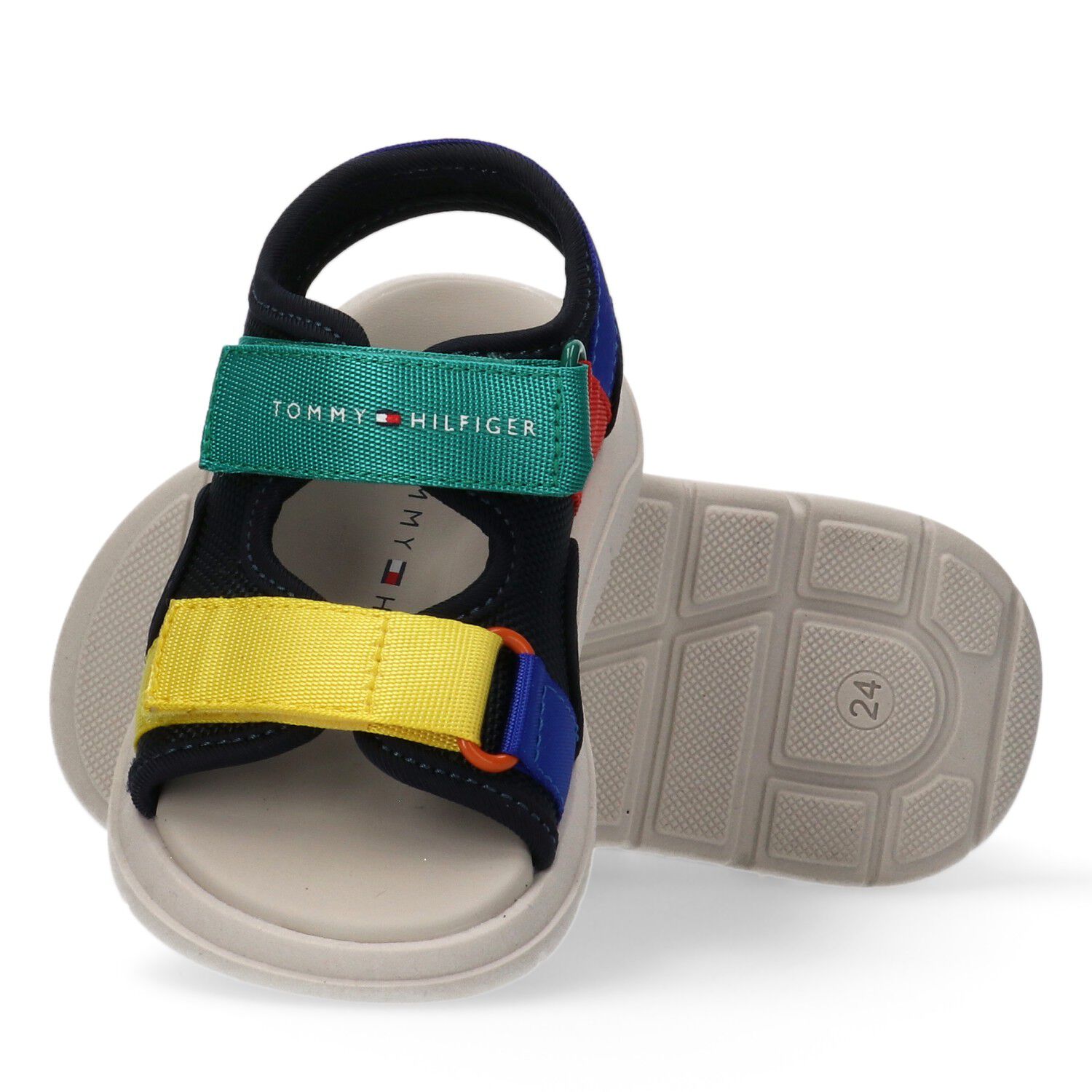 Boys Multi-Coloured Logo Sandals, 1, hi-res