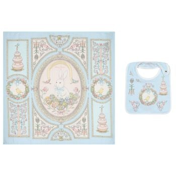 Blue & Pink Spring Bunny Baby Carr&eacute; Swaddle & Bib Gift Set