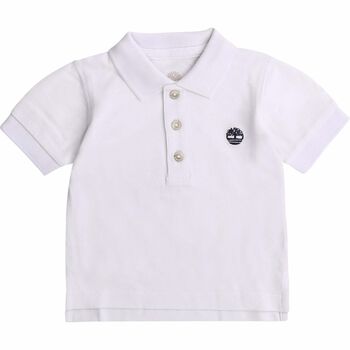 Younger Boys White Logo Polo Shirt