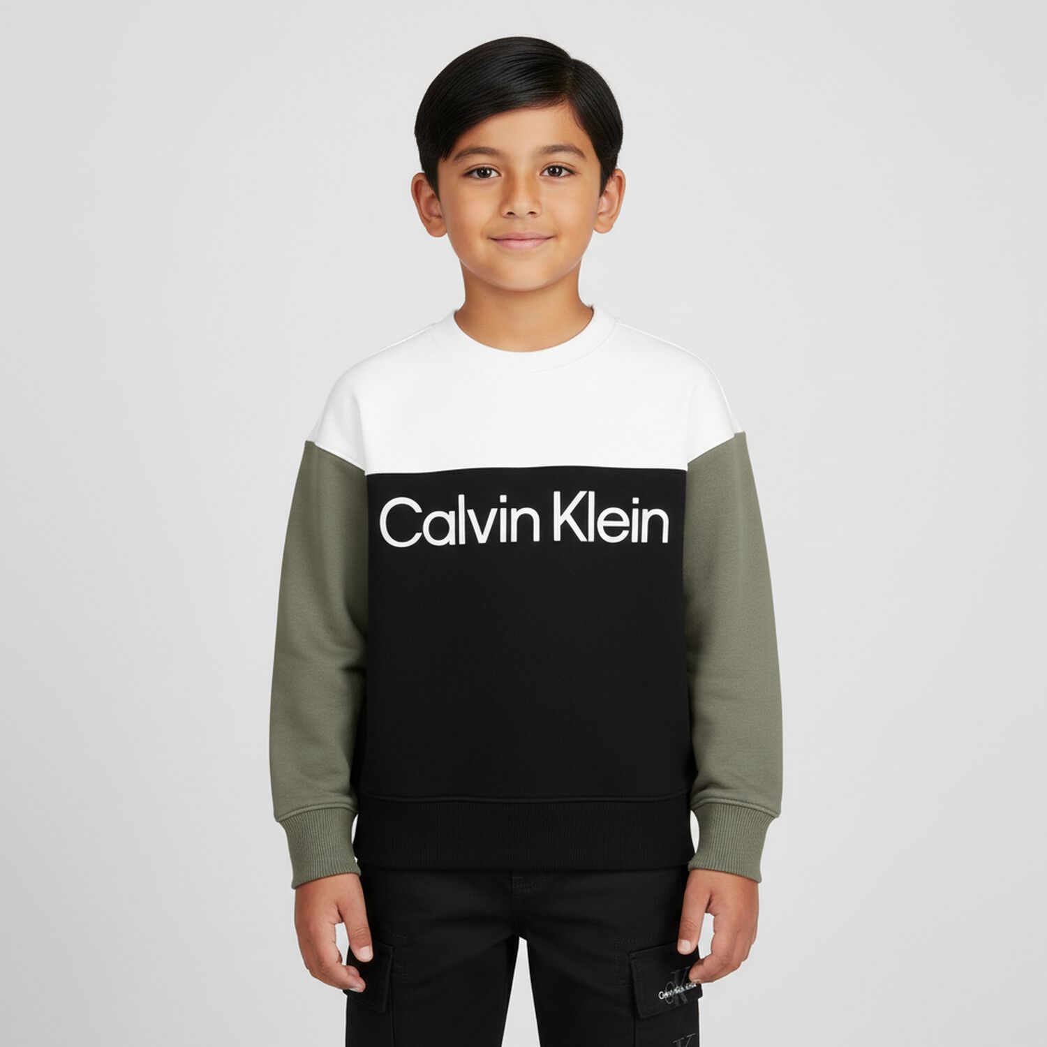 Boys Black, Green & White Logo Sweatshirt, 1, hi-res