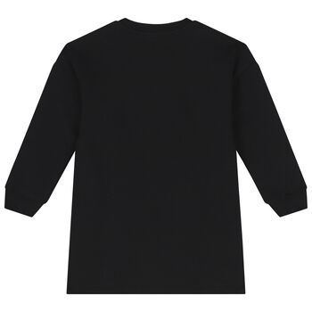 Girls Black Logo Embellished Dress