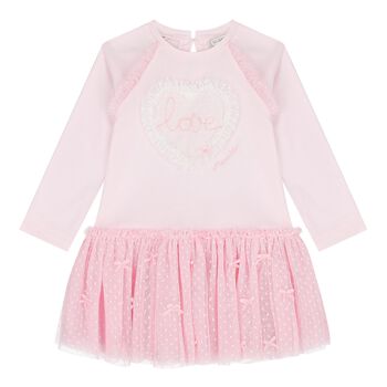 Younger Girls Pink Tulle Heart Dress