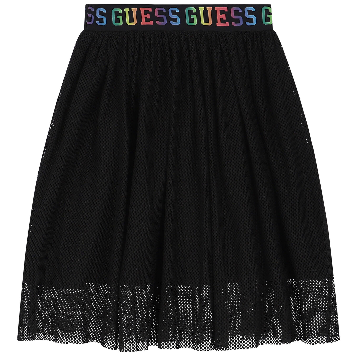 Girls Black Logo Mesh Skirt, 1, hi-res