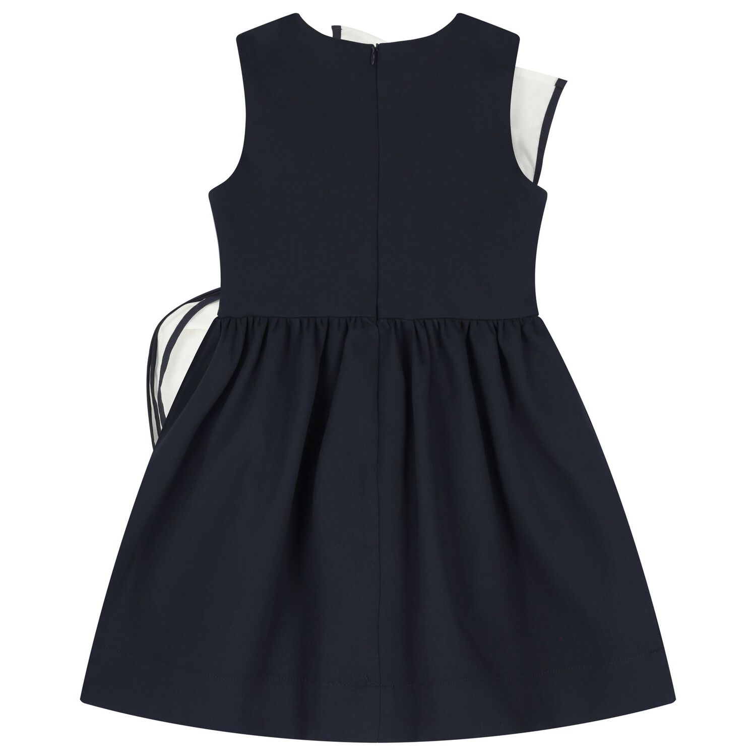 Girls Navy Blue & White Ruffled Dress, 1, hi-res