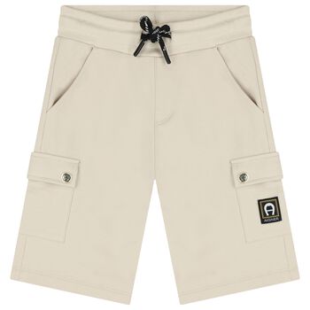 Boys Beige Logo Shorts