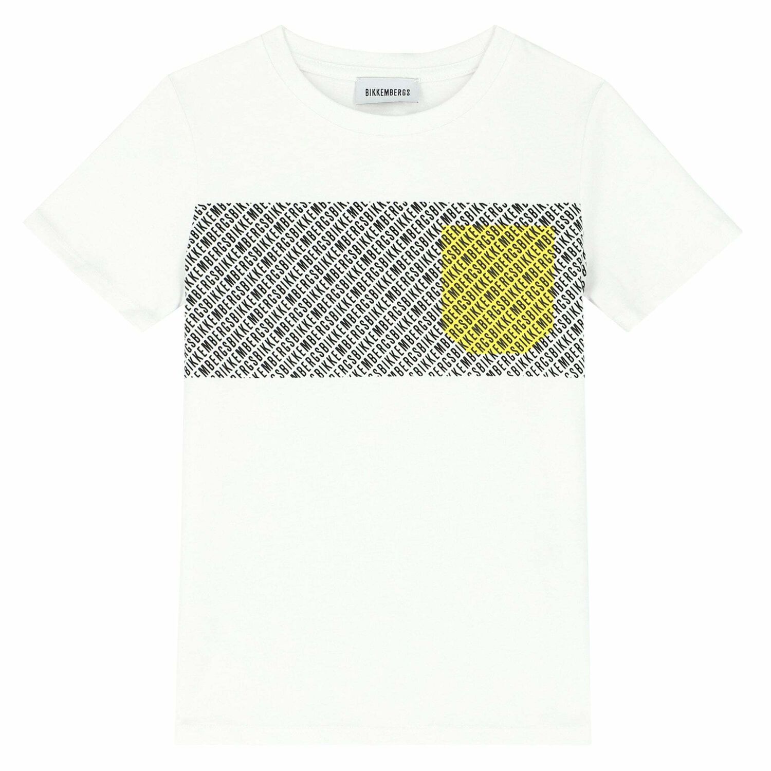 Boys White Logo Printed T-shirt, 1, hi-res image number null