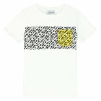 Boys White Logo Printed T-shirt