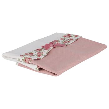 Baby Girls Ivory & Pink Bow Blanket