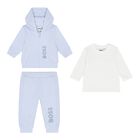 Baby Boys Blue & White Tracksuit Gift Set, 1, hi-res