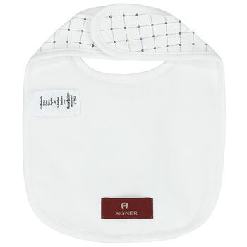 Baby Boys White Pima Cotton Logo Bib