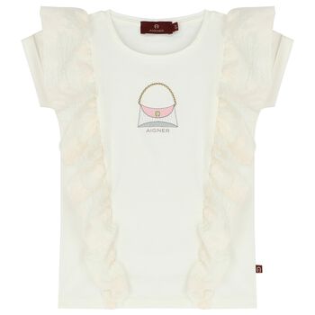 Girls Ivory Logo Bag Top