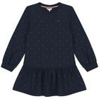 Girls Navy Blue Embellished Dress, 1, hi-res