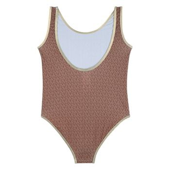 مايوه سباحه للبنات بالشعار باللون الذهبي والبنى 