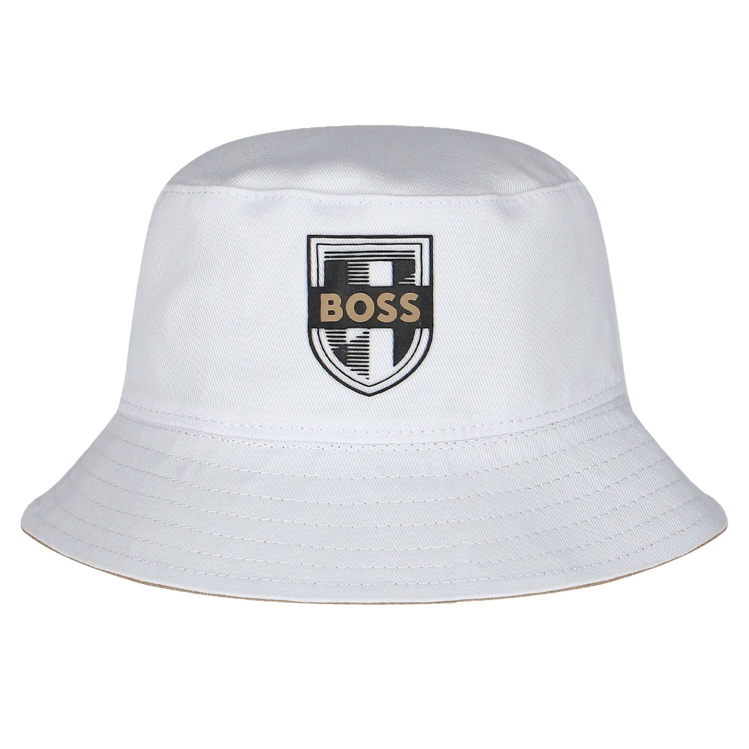 Baby Boys Beige Logo Reversible Hat, 1, hi-res