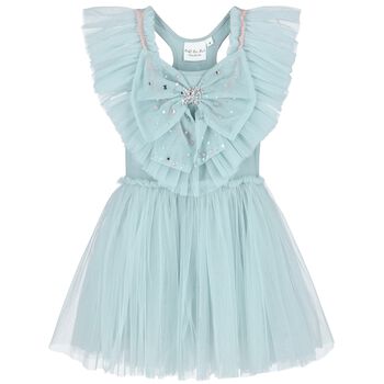 Girls Blue Embellished Tulle Dress