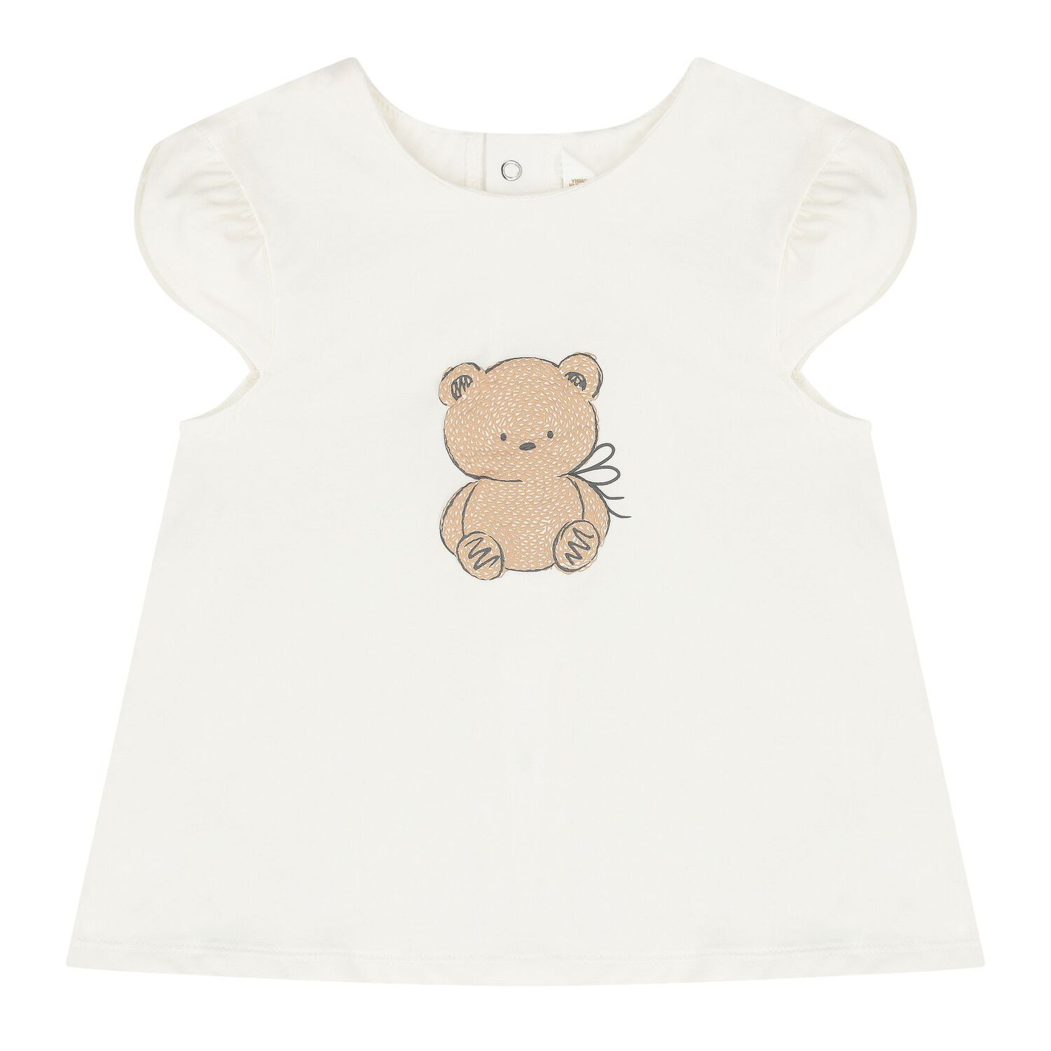 Baby Girls White & Beige Teddy Bear Skirt Set, 2, hi-res