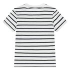 Younger Boys White & Ivory Striped Logo T-Shirts (2 Pack), 1, hi-res