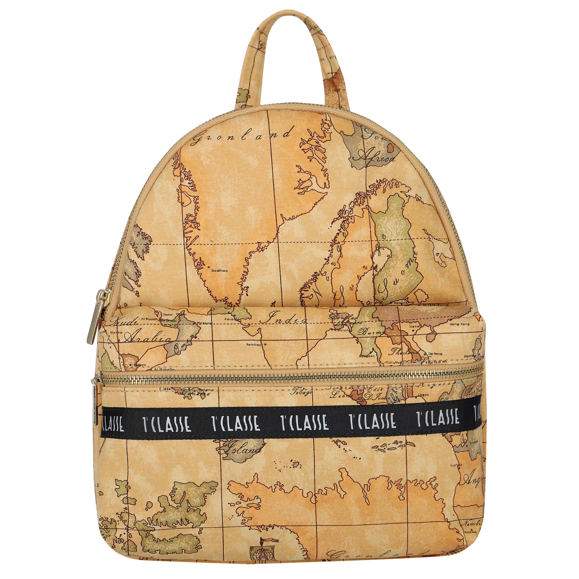 Alviero Martini Beige Geo Map Backpack Junior Couture USA