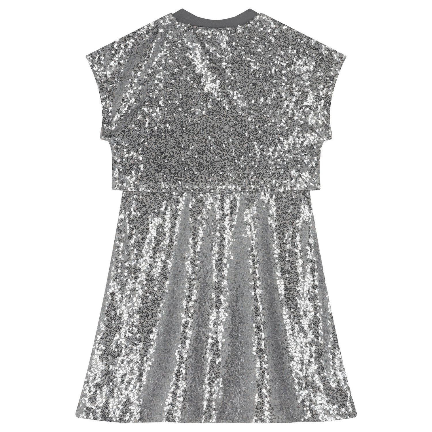 Girls Silver Sequin Dress, 1, hi-res