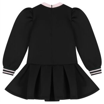 Girls Black Embellished Bow Dress